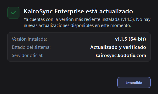 Diálogo nativo de estado en KairoSync